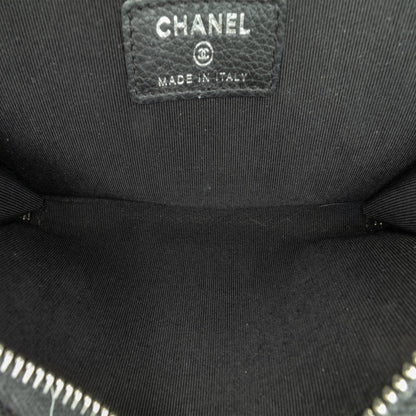 Chanel Bull Leather Studded Zip Wallet Black