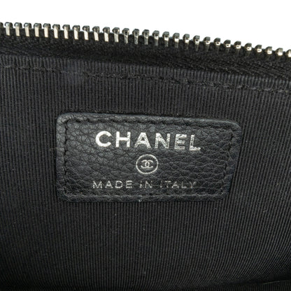 Chanel Bull Leather Studded Zip Wallet Black