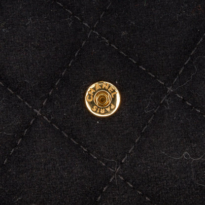 Chanel Paris Hamburg Quilted Wool Charms Wallet On Chain Black
