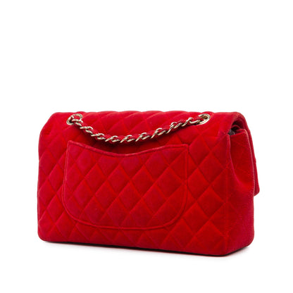 Chanel Medium Classic Velvet Double Flap Red