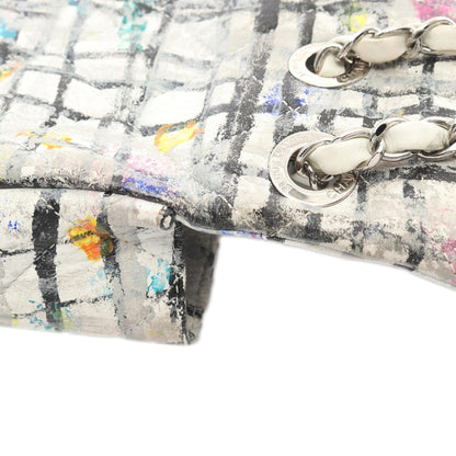 Chanel Medium Calfskin Hand Painted Graffiti Flap White
