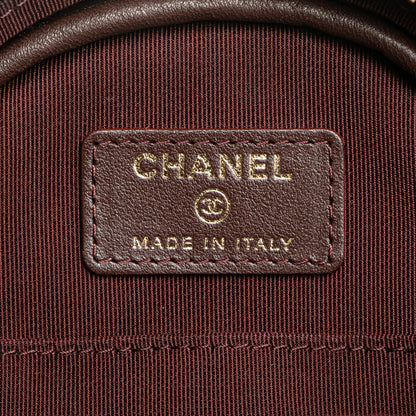 Chanel CC Quilted Caviar Round Clutch With Chain Black
