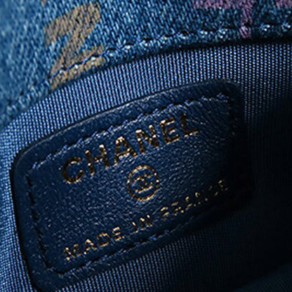 Chanel Mini Denim Mood Clutch with Chain Blue