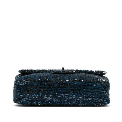 Chanel Paris Cuba Medium Sequin Coco Cuba Single Flap Blue