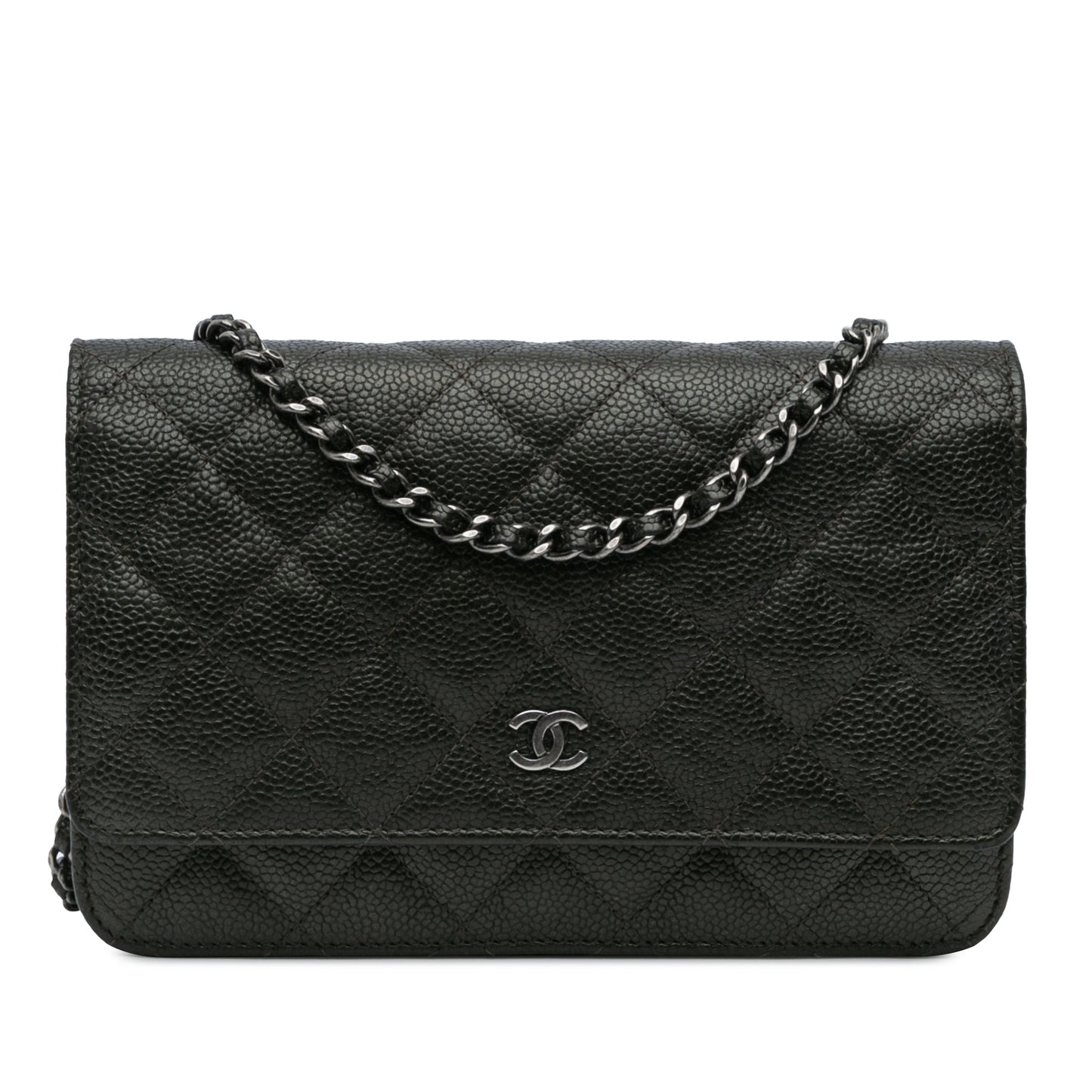 Chanel CC Quilted Caviar Wallet on Chain Black