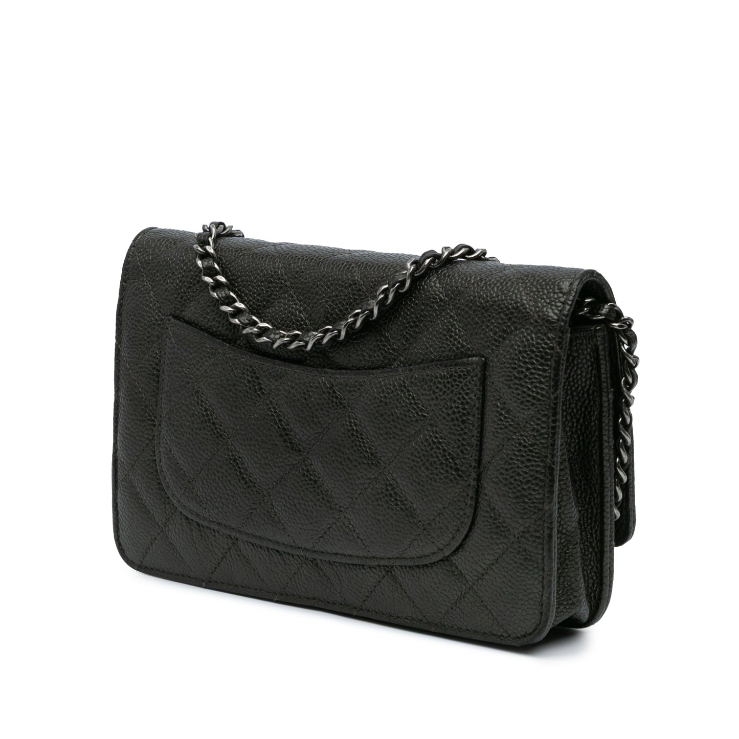 Chanel CC Quilted Caviar Wallet on Chain Black