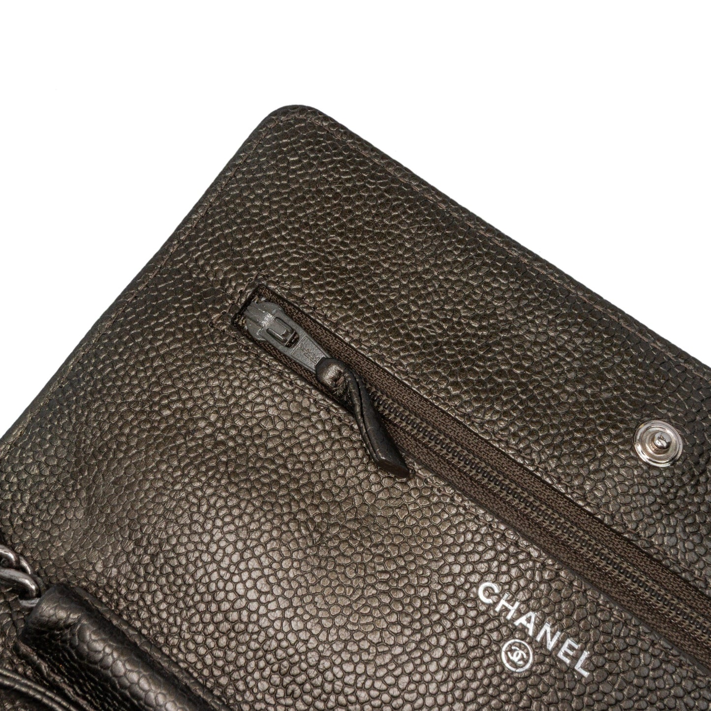 Chanel CC Quilted Caviar Wallet on Chain Black