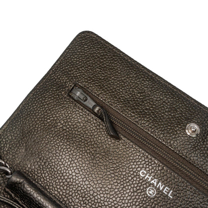 Chanel CC Quilted Caviar Wallet on Chain Black