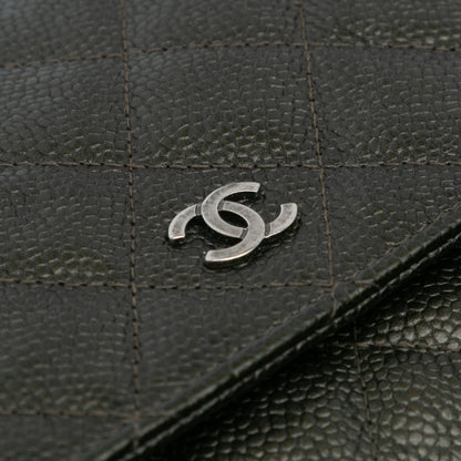 Chanel CC Quilted Caviar Wallet on Chain Black