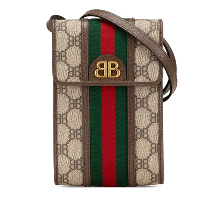 Gucci Hacker Project Balenciaga BB Supreme Ophidia Phone Case Crossbody Brown