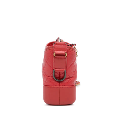 Chanel Small Chevron Lambskin Gabrielle Crossbody Red