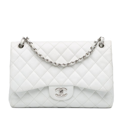 Chanel Jumbo Classic Caviar Double Flap White