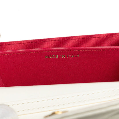 Chanel Quilted Lambskin Coco Love Card Holder On Chain White