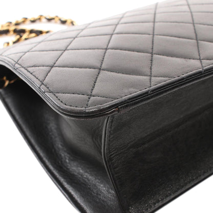 Chanel CC Quilted Lambskin Single Flap Black