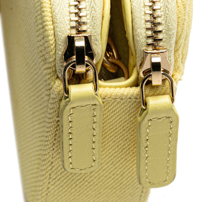 Chanel Denim Coco Fringe Double Zip Clutch with Chain Yellow