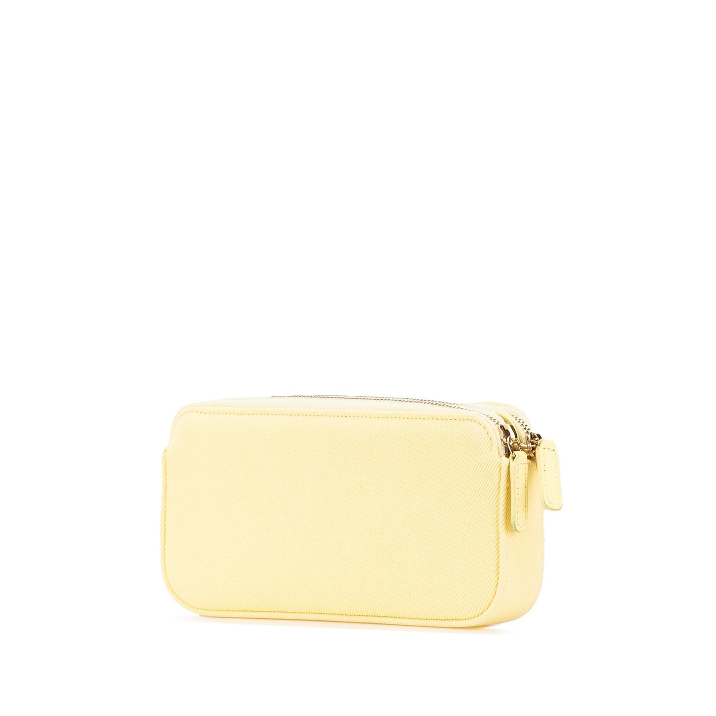 Chanel Denim Coco Fringe Double Zip Clutch with Chain Yellow
