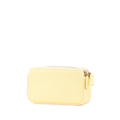 Chanel Denim Coco Fringe Double Zip Clutch with Chain Yellow