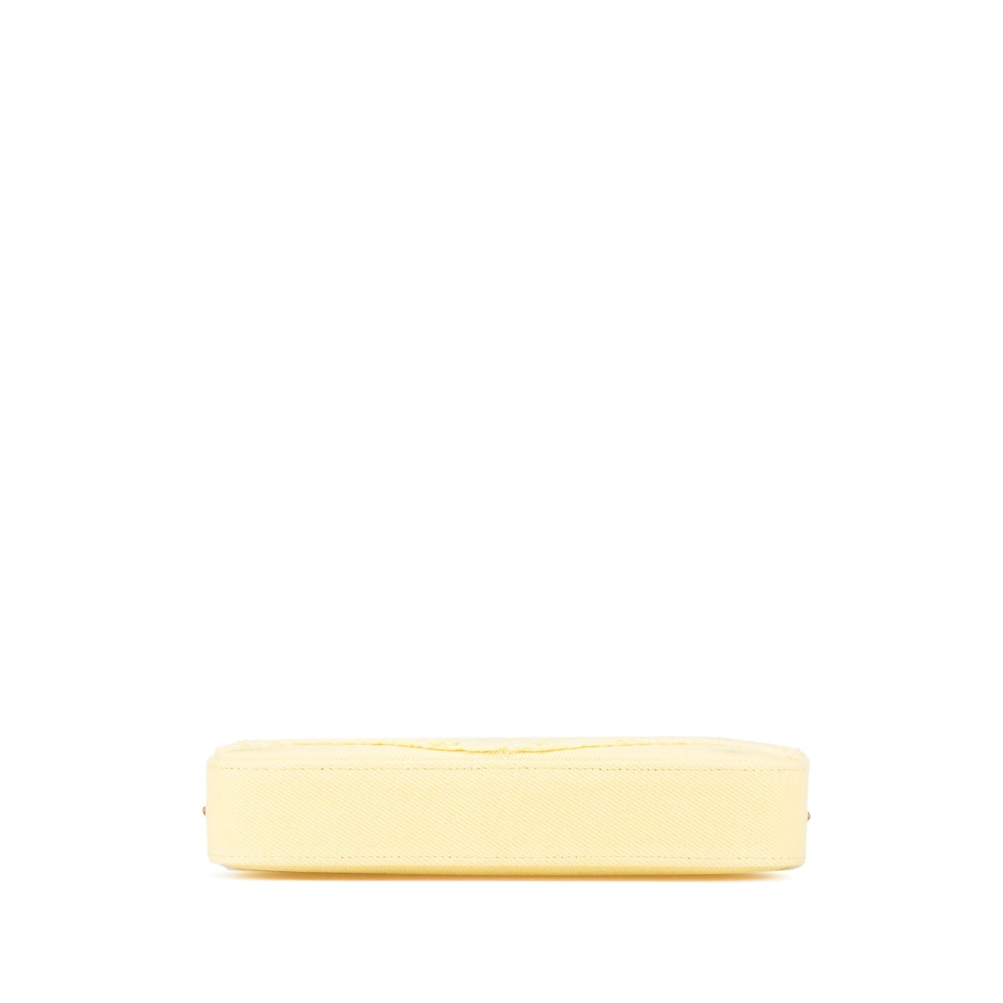 Chanel Denim Coco Fringe Double Zip Clutch with Chain Yellow