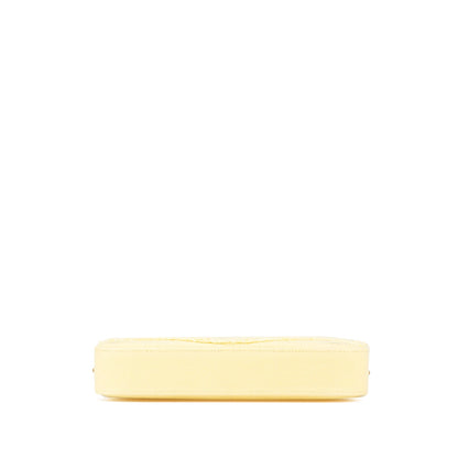 Chanel Denim Coco Fringe Double Zip Clutch with Chain Yellow