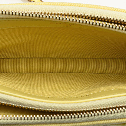 Chanel Denim Coco Fringe Double Zip Clutch with Chain Yellow