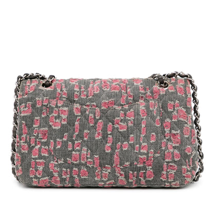 Chanel Medium Classic Distressed Denim Double Flap Gray