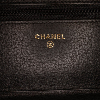 Chanel Studded Leather Wallet on Chain Black