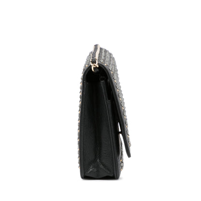Chanel Studded Leather Wallet on Chain Black
