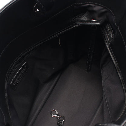 Chanel Small Quilted Coated Canvas Paris Biarritz Tote Black
