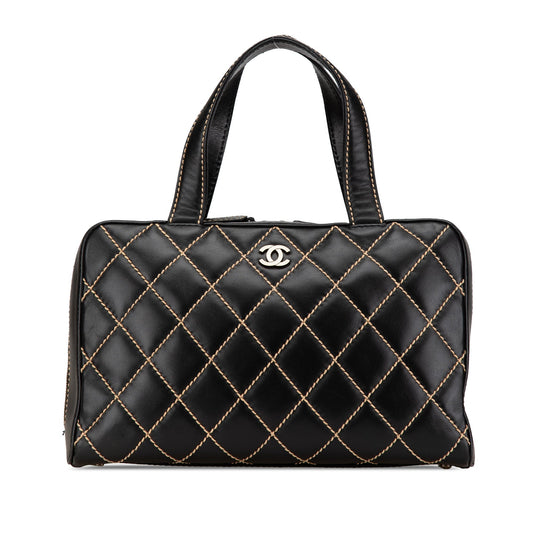 Chanel CC Wild Stitch Lambskin Handbag Black
