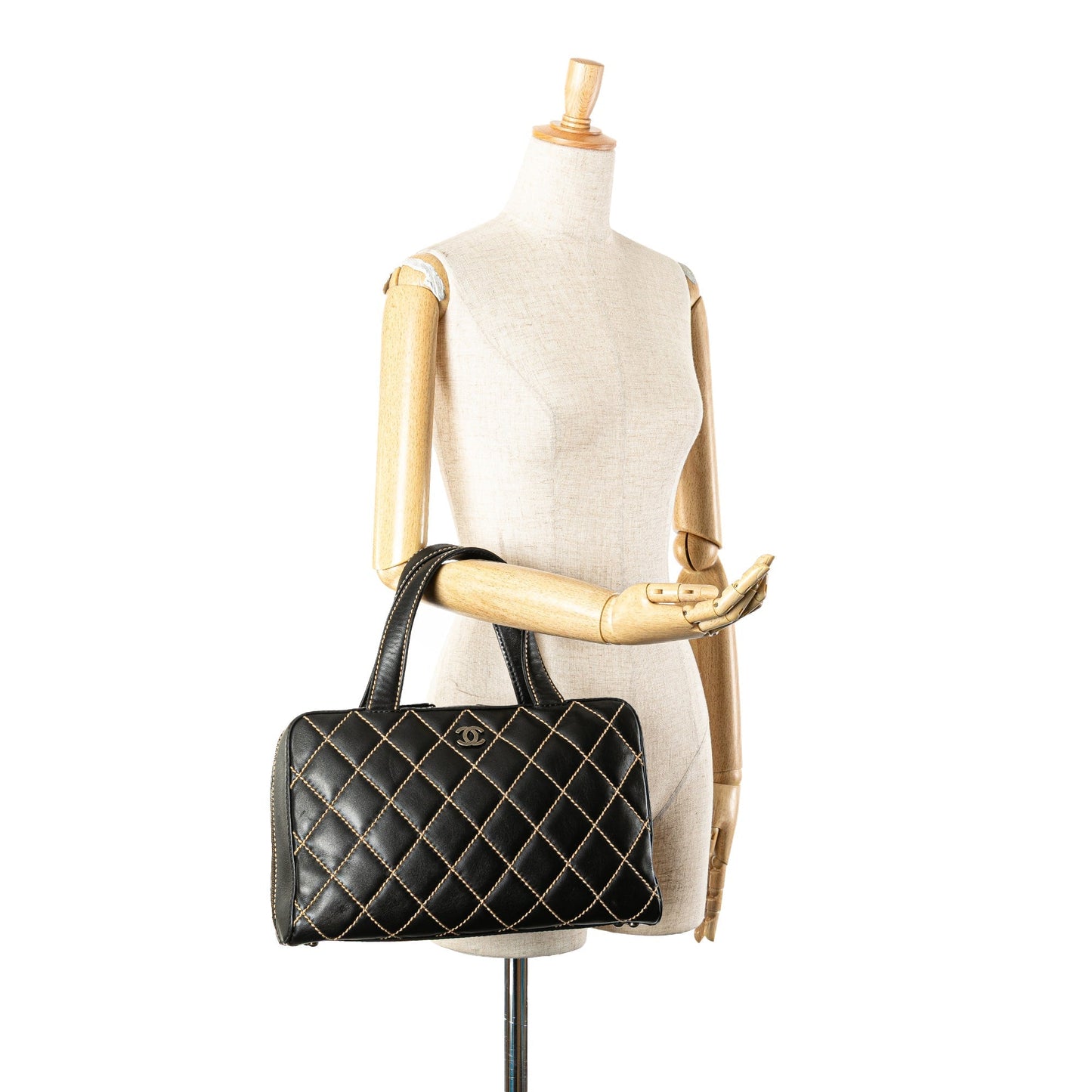 Chanel CC Wild Stitch Lambskin Handbag Black
