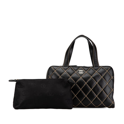 Chanel CC Wild Stitch Lambskin Handbag Black