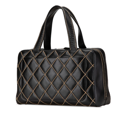 Chanel CC Wild Stitch Lambskin Handbag Black