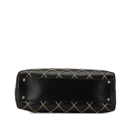 Chanel CC Wild Stitch Lambskin Handbag Black