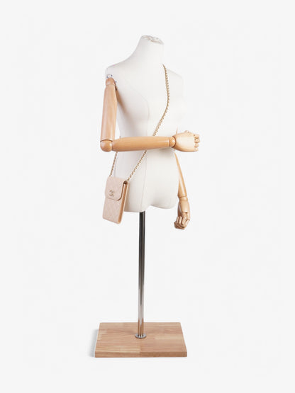 Chanel CC Wallet On Chain Phone Holder Nude Leather
