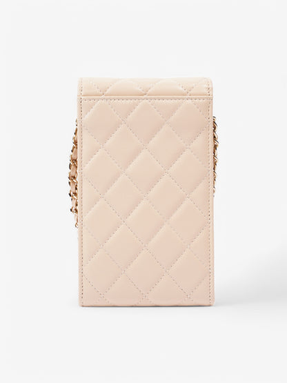 Chanel CC Wallet On Chain Phone Holder Nude Leather