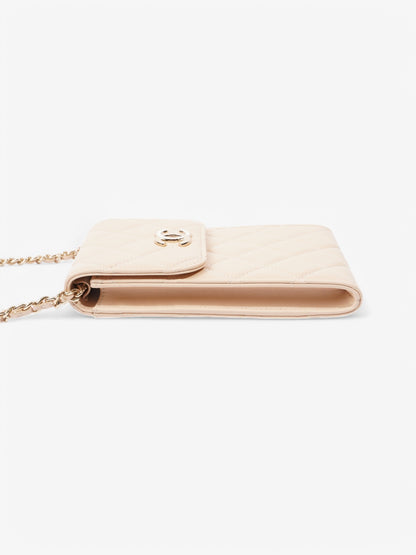 Chanel CC Wallet On Chain Phone Holder Nude Leather