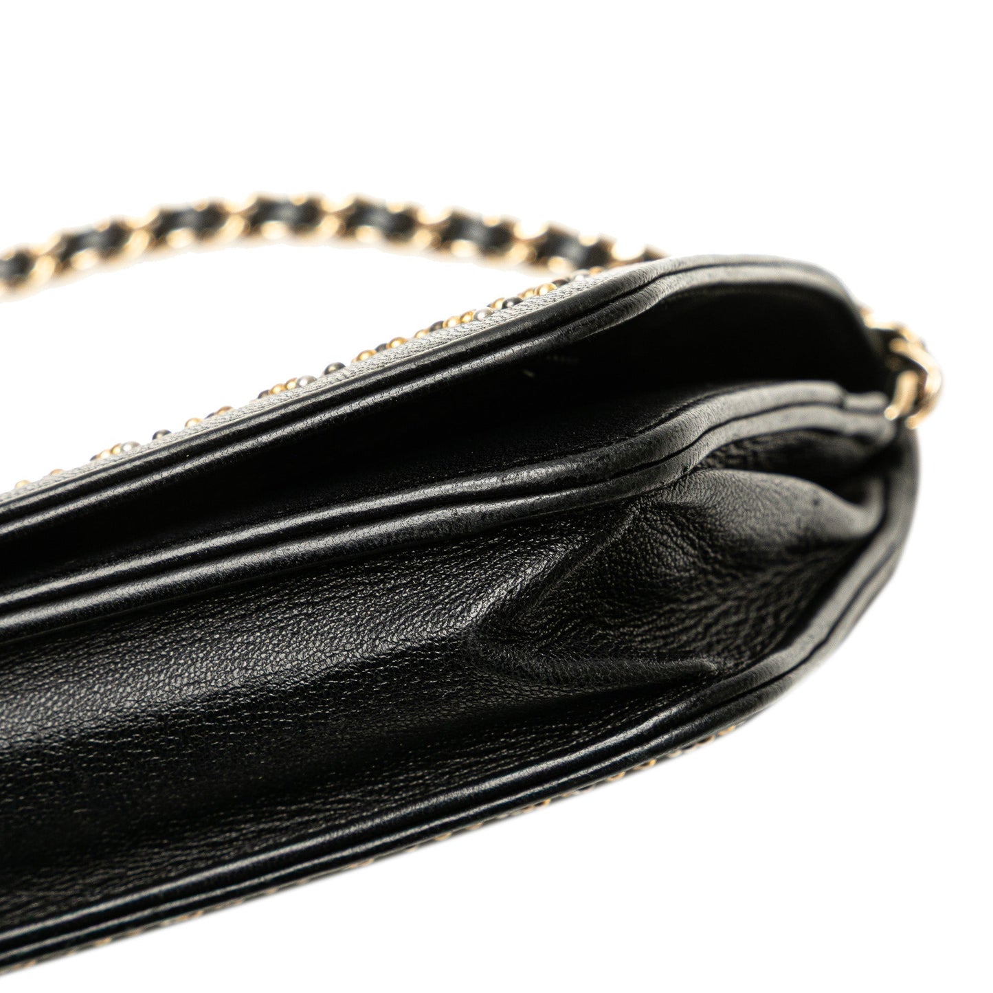 Chanel CC Studded Lambskin Wallet on Chain Black