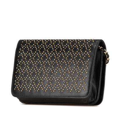 Chanel CC Studded Lambskin Wallet on Chain Black