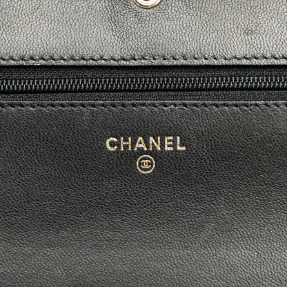Chanel CC Studded Lambskin Wallet on Chain Black