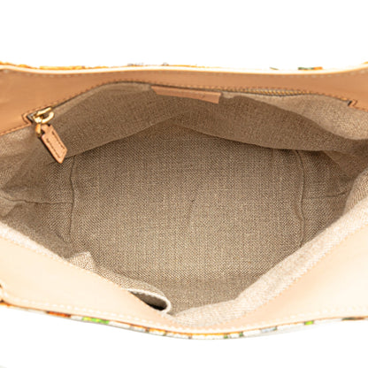 Gucci Canvas Bamboo Flora Handbag White