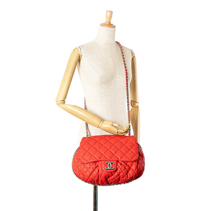 Chanel Large Quilted Lambskin Chain Around Flap Red