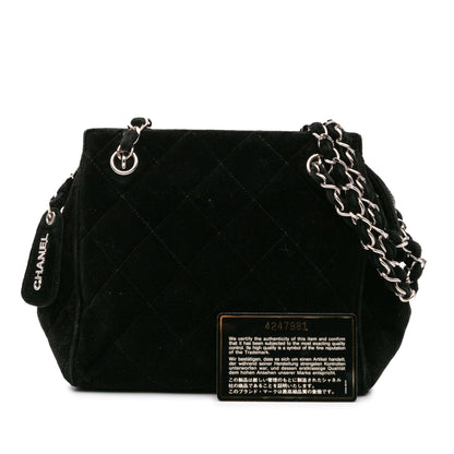 Chanel Quilted Velvet Shoulder Bag Black