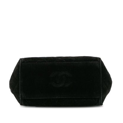 Chanel Quilted Velvet Shoulder Bag Black