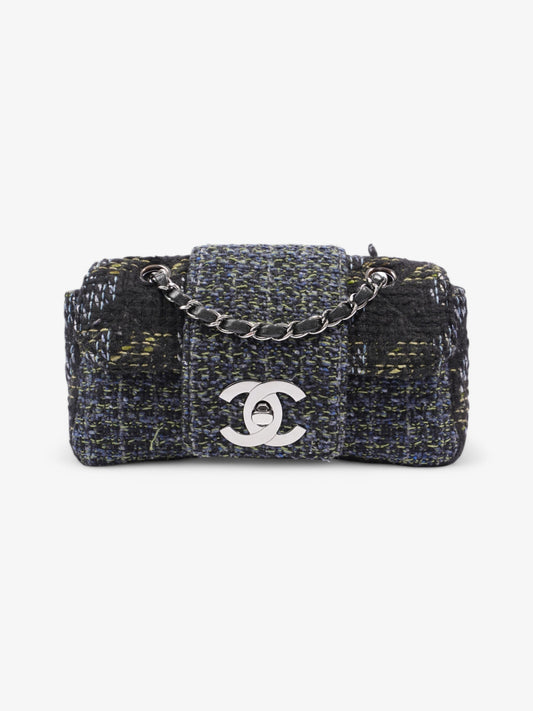 Chanel Fantasy Tweed Shoulder Bag Black / Blue / Green Tweed