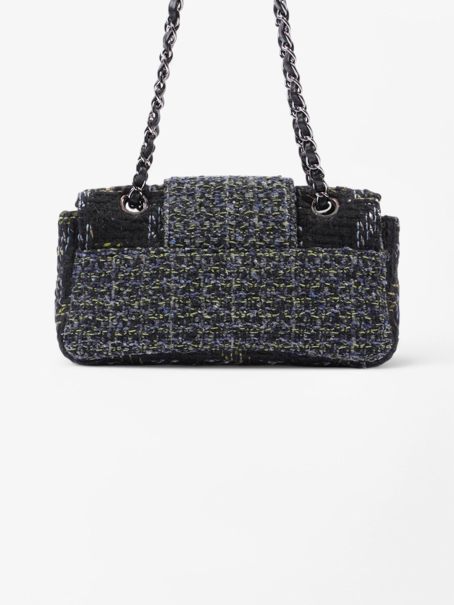 Chanel Fantasy Tweed Shoulder Bag Black / Blue / Green Tweed
