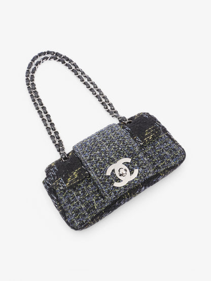 Chanel Fantasy Tweed Shoulder Bag Black / Blue / Green Tweed