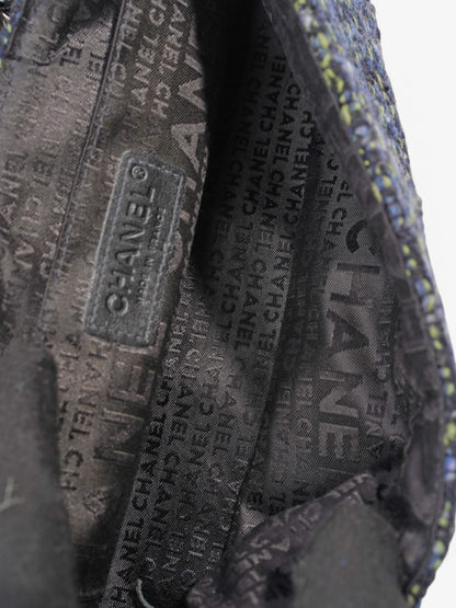 Chanel Fantasy Tweed Shoulder Bag Black / Blue / Green Tweed