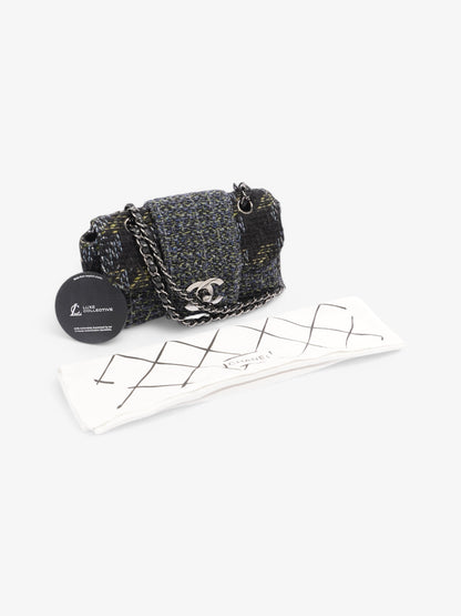 Chanel Fantasy Tweed Shoulder Bag Black / Blue / Green Tweed