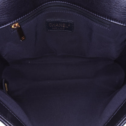 Chanel Large Lambskin Embossed Boy Cube Flap Blue