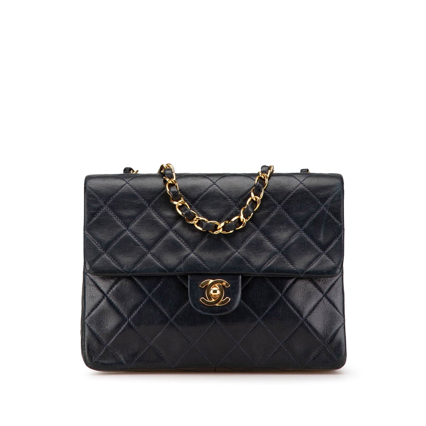 Chanel Mini Square Quilted Lambskin Single Flap Black